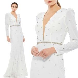 Mac Duggal white dress style 67874 size 8 new with tags